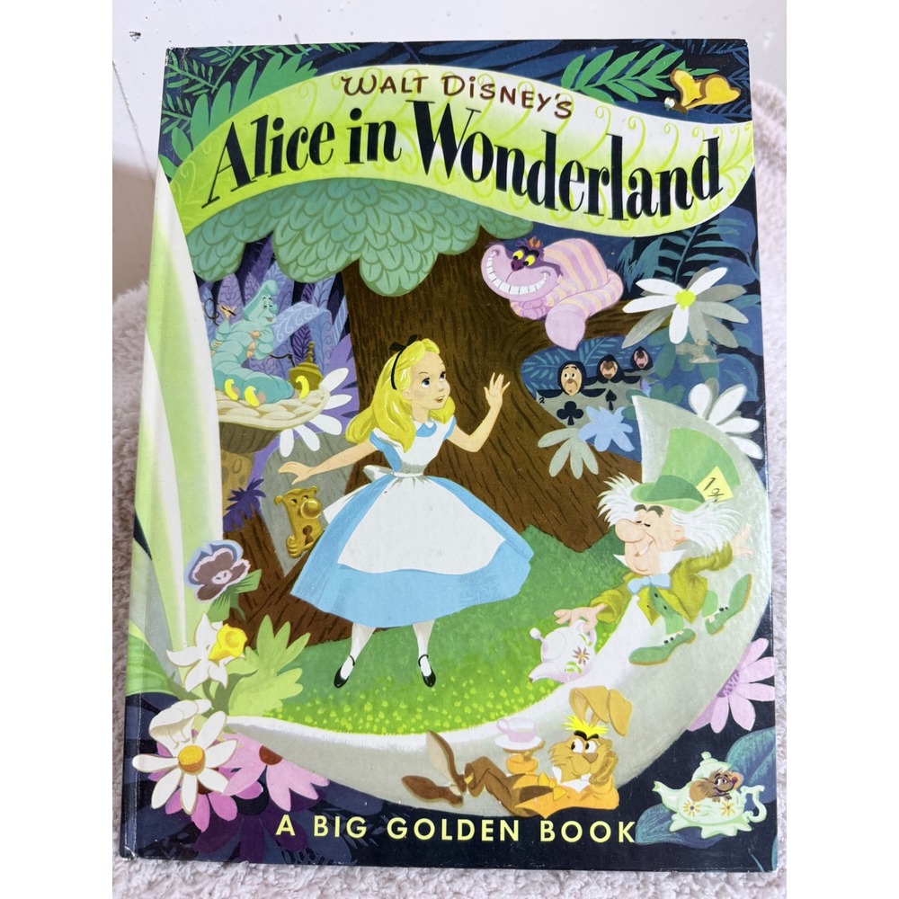 Walt Disney Alice in Wonderland Big Golden Book 1971 Vintage Hardcover 10426